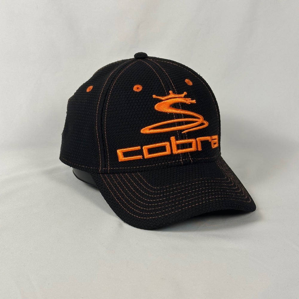 Cobra Golf Hat Mens OSFA Black Orange Embroidered Mesh Adjustable Cap
